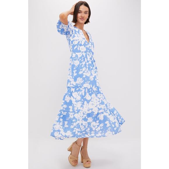HYACINTH HOUSE Blue and White Floral Cisco Maxi Dress Size XL NWT - Picture 5 of 8